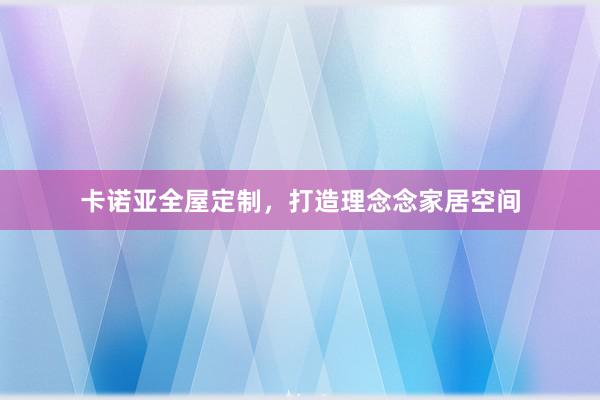 卡诺亚全屋定制，打造理念念家居空间